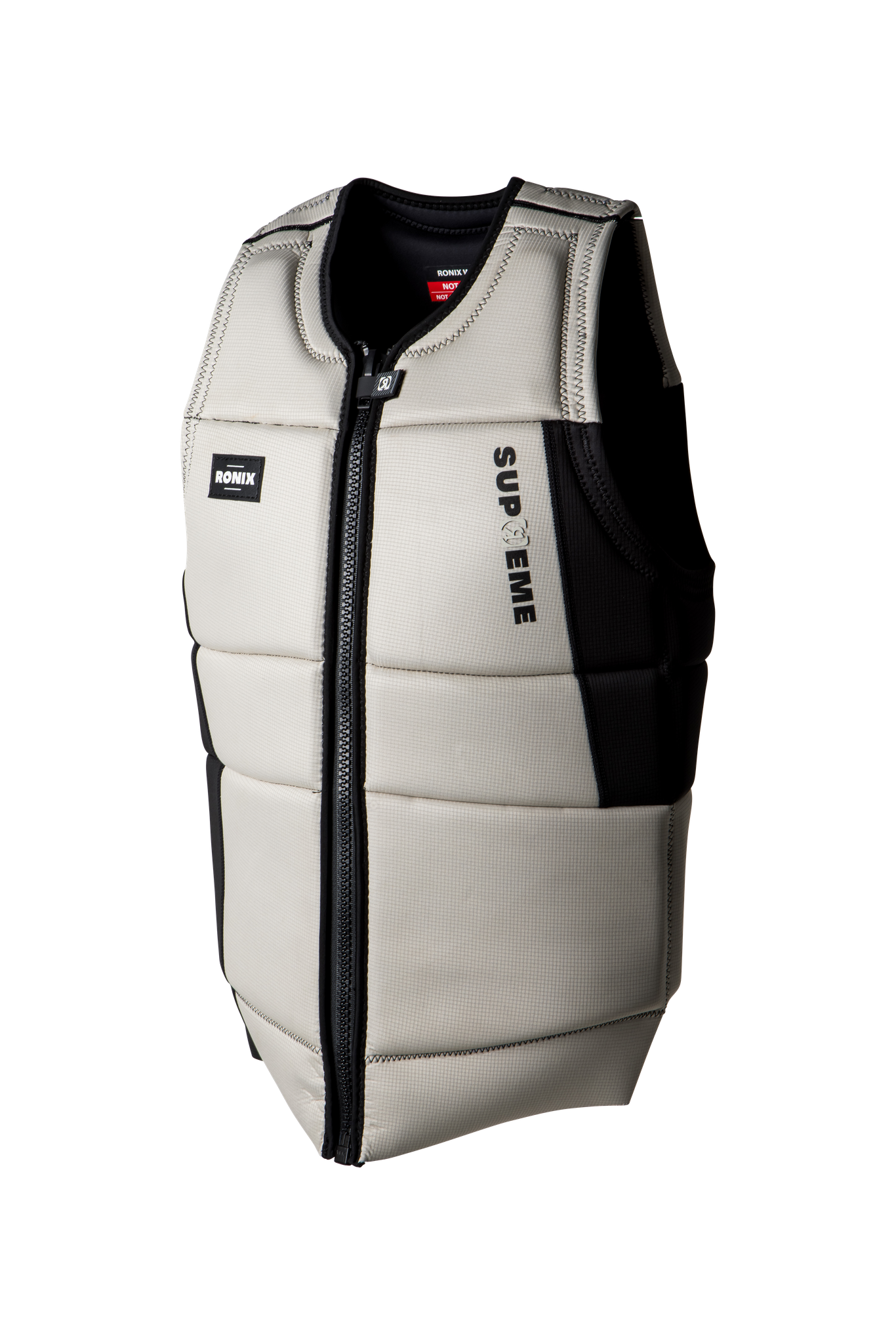 A Ronix 2024 Supreme CE Approved Impact Vest, designed to provide impact protection, showcased against a sleek black background.