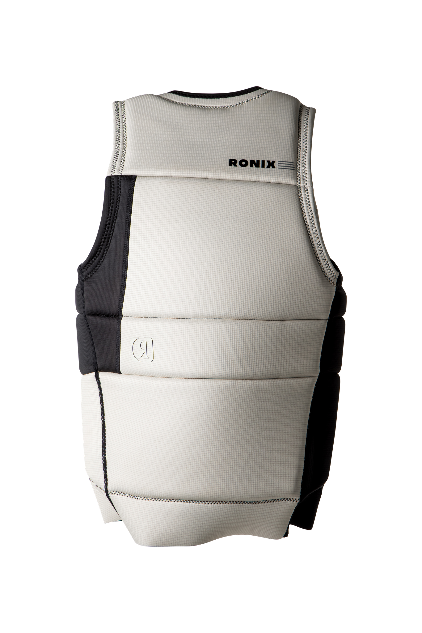 A white and black Ronix 2024 Supreme CE Approved Impact Vest with the word "roma" on it, ideal for impact styling.