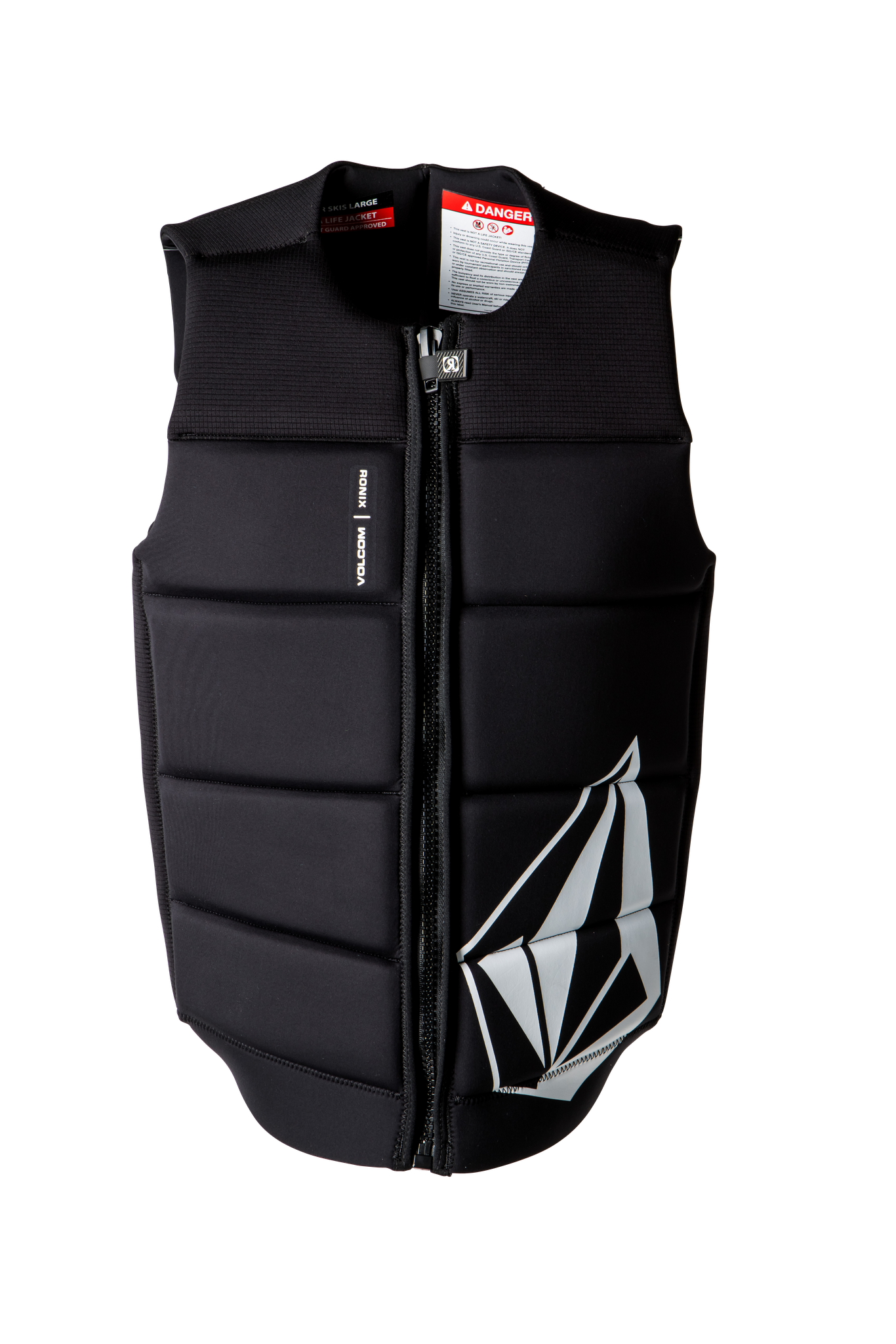 A lightweight Ronix 2024 Volcom Men's CE Impact Vest with the Ronix logo on it.