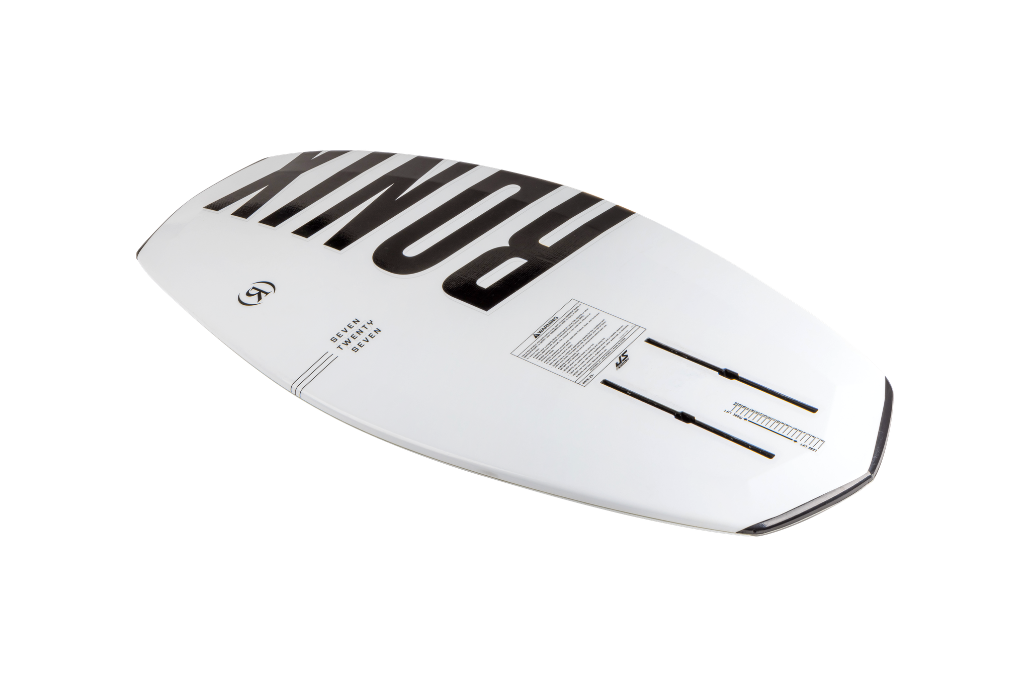 A Ronix Koal Surface 727 Foil | Beginner-Intermediate Hybrid Series board with the word bonx on it, featuring a telescoping adjustable mast for foiling.