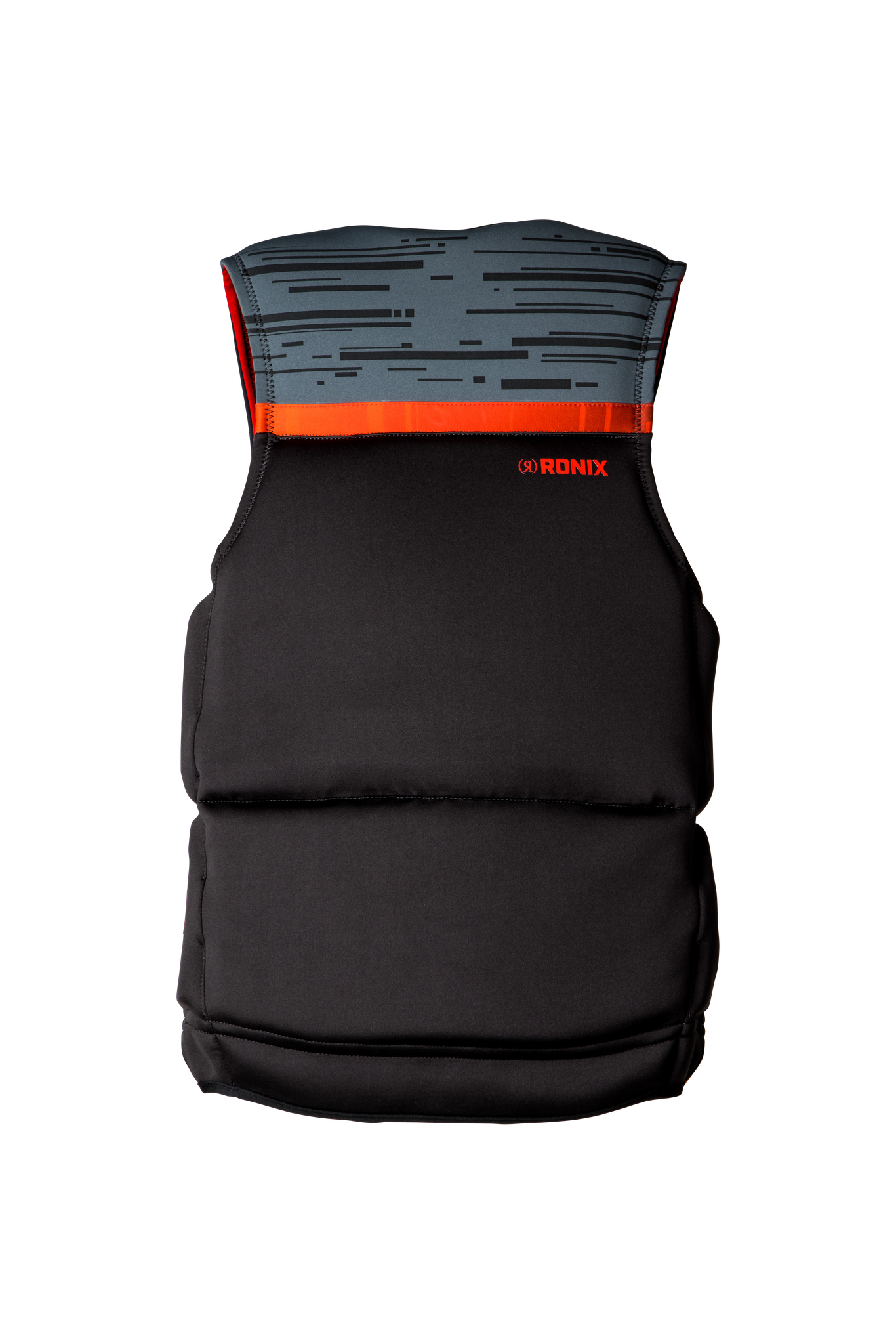 A Ronix Megacorp Capella 3.0 Men's CGA Vest with oversized arm holes on a black background.