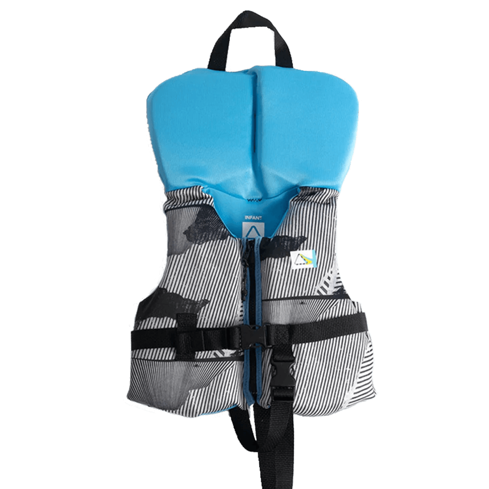 A child's Follow Pop Infant CGA Jacket - Sketch Blue, perfect for kids CGA Vests by Follow Wake, with a blue and grey design.