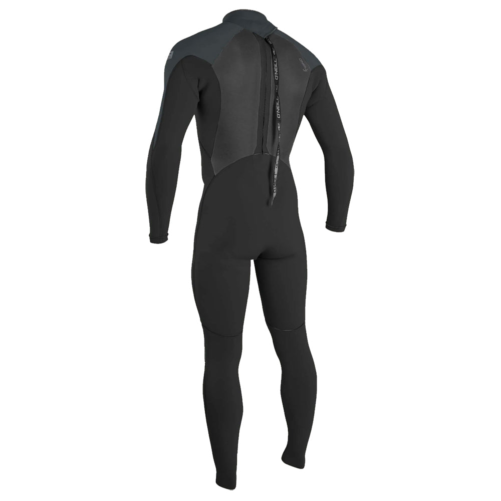 An O'Neill Epic 4/3 Full Wetsuit, featuring UltraFlex DS neoprene and a re-engineered covert Blackout zipper, showcased on a white background.