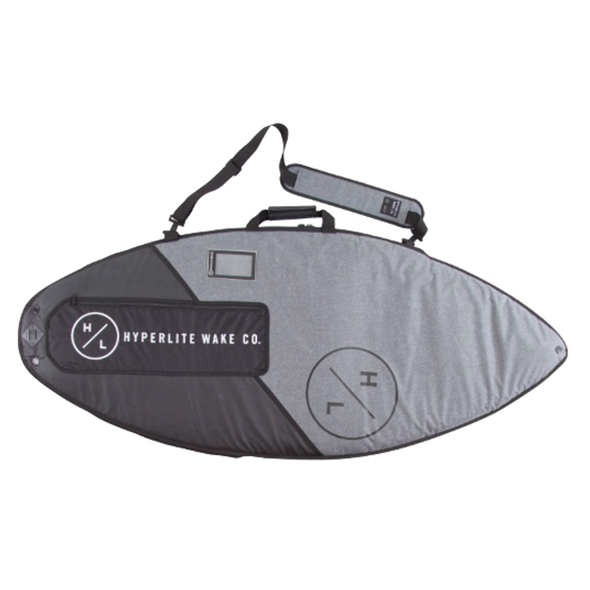 The Hyperlite Wakesurf Bag is a surfboard bag equipped with inner and outer pockets, providing large storage area for your belongings. Additionally, it features a convenient handle that makes carrying your surfboard easier.