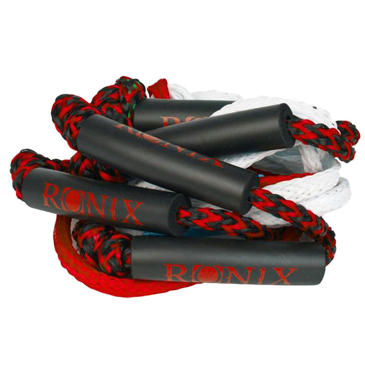 A pile of Ronix Surf Ropes with the word Ronix on them.